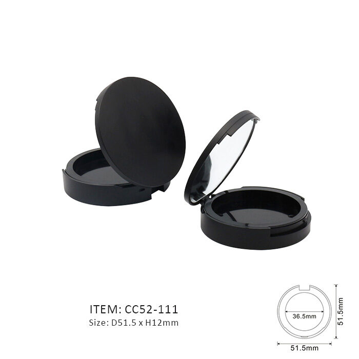 Pure Black Empty Cosmetic Compact with a mirror