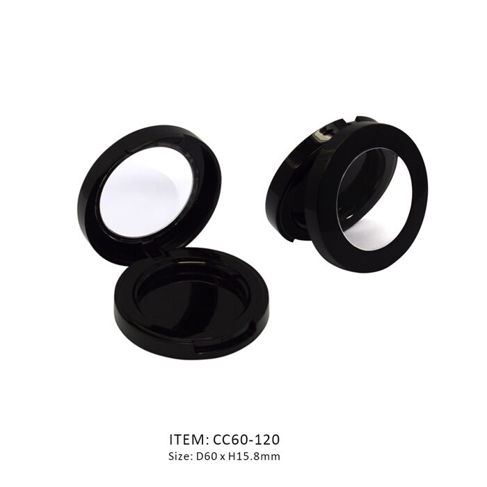 Dark Flip Circular Cosmetic Compact with a transparent window