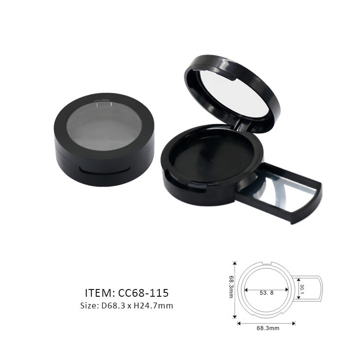 Circular Cosmetic Compact with internal Drawer equipped with a mirror or transparent window on cap