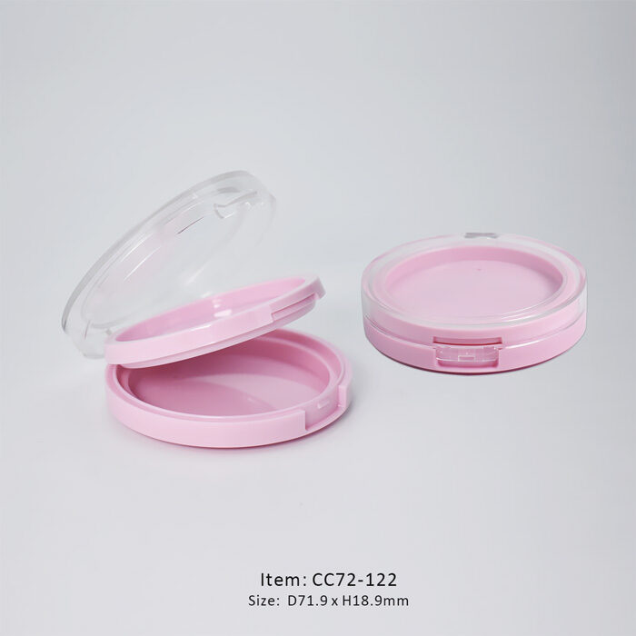 Cute Youthful Circular Compact Case decorated in Pink
