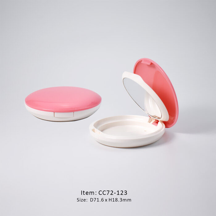 Light Circular Compact Case decorated in Coral