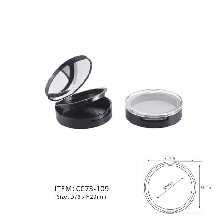 Two Layers Trendy Cushio with a transparent window or mirror on the capn Compact with Sifter
