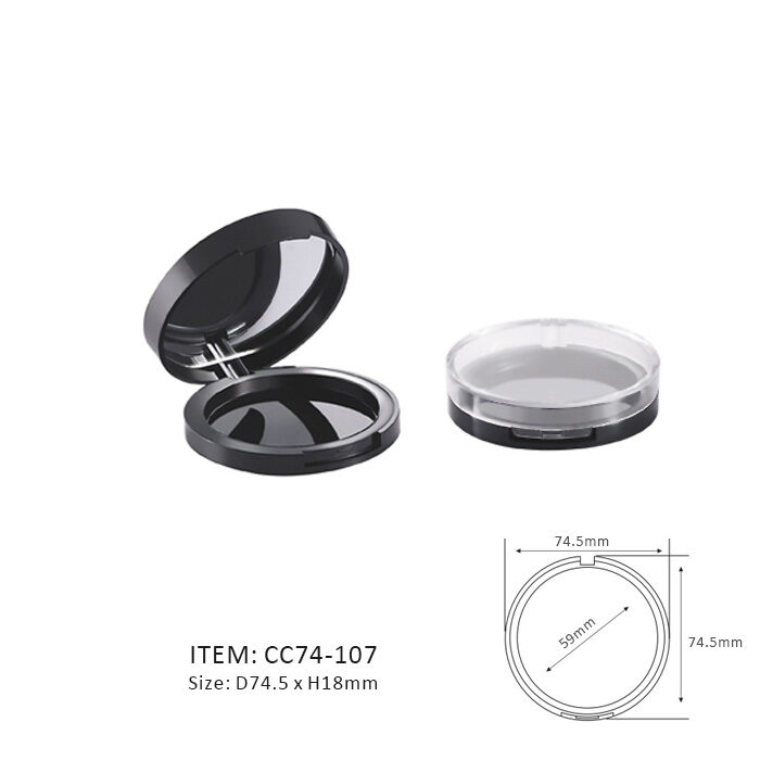 Circular Empty Compact Case with a transparent window or mirror on the cap