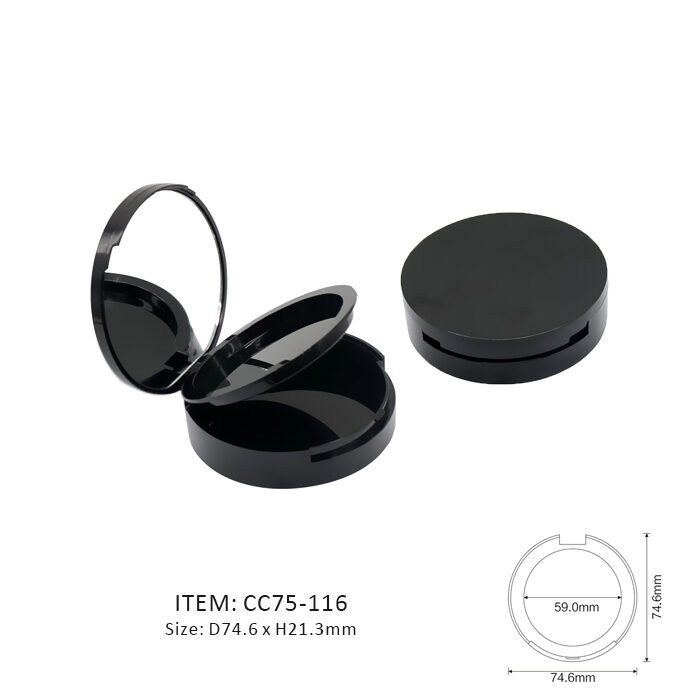 Two layers Circular Cosmetic Compact with a mirror or transparent window