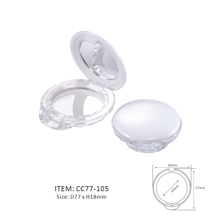 Pearl-shaped Deluxe Makeup Compact with a mirror on the cap