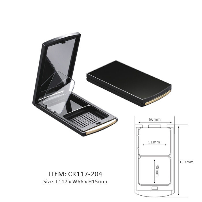 Luxury Cosmetic Compact Case with a mirror on the cap