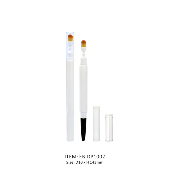 White Double End Eyebrow Pencil with a Irregular Brush and transparent cap