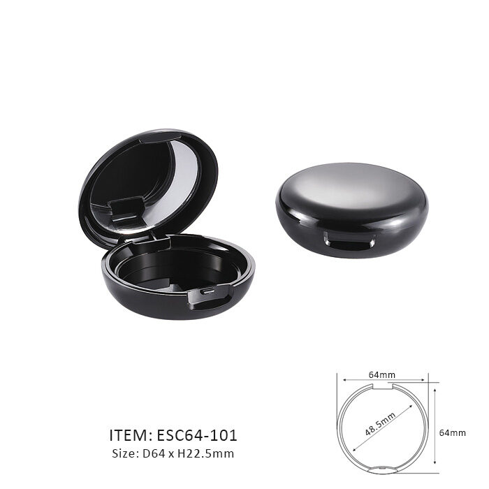 Black Circular Eyeshadow Case with Flat Top Cap
