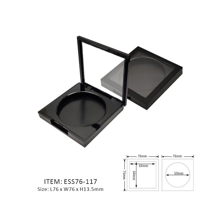 Black Square Eyeshadow Palette Case including One single Circle and a transoparent window cap
