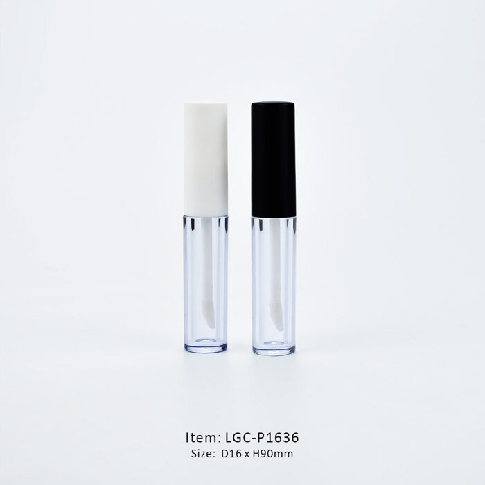 Circular Small Lip Gloss Tube made in a short size and including a white or black cap