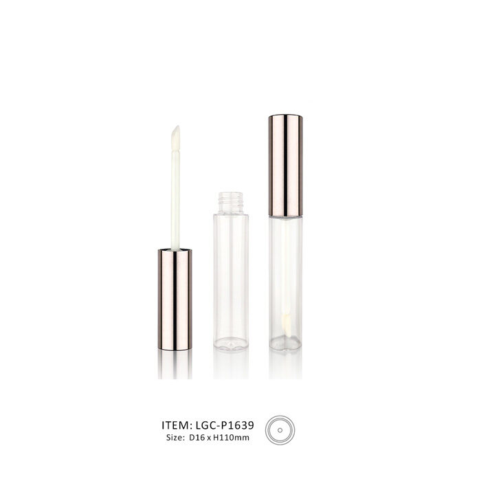 Cylinder Straight Lip Gloss Tube including a metallic lid