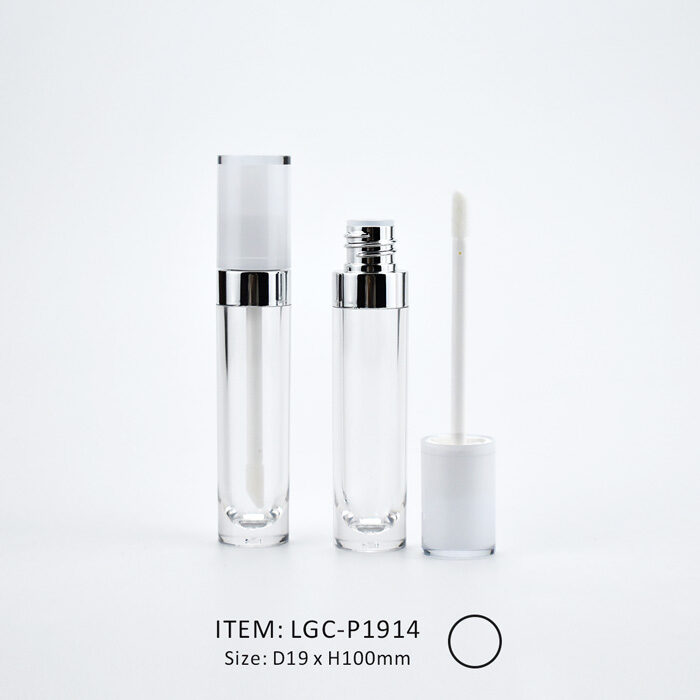 Slim Lip Gloss Tube with Shoulder including Transparent tube and white cap