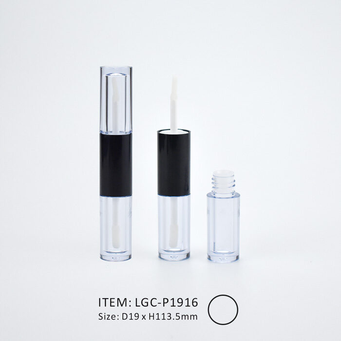 Classic Double End Lip Gloss Tube with two applicators and transparent caps