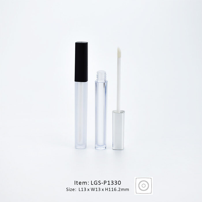 Slim Square Lip Gloss Tube including a black and an applicator