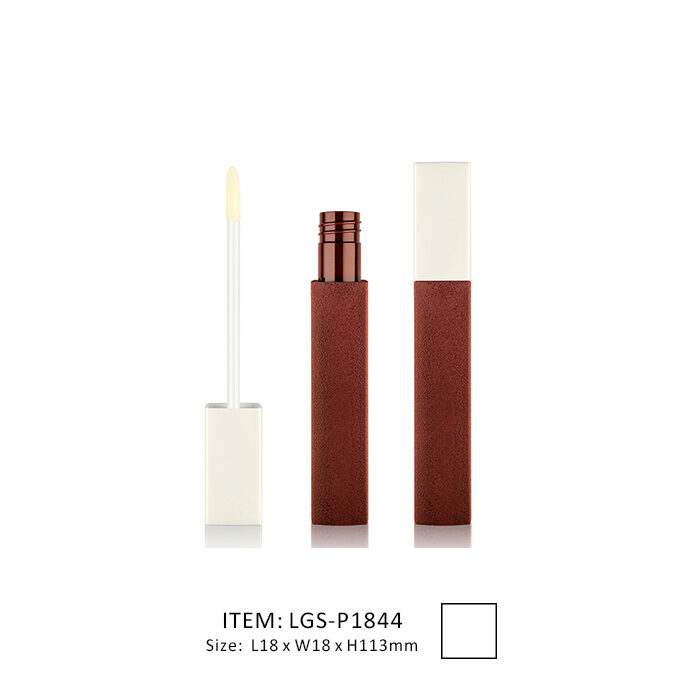 square luxury lip gloss tube with a dark red tube