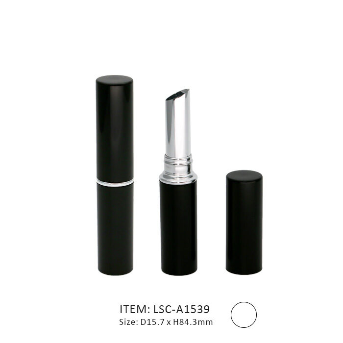 Slim Lipstick Tube with a black cap and silver decoration