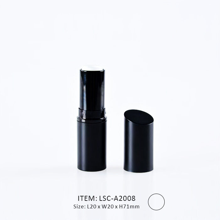 Black empty lipstick lip balm tubes with a curve top on the cap