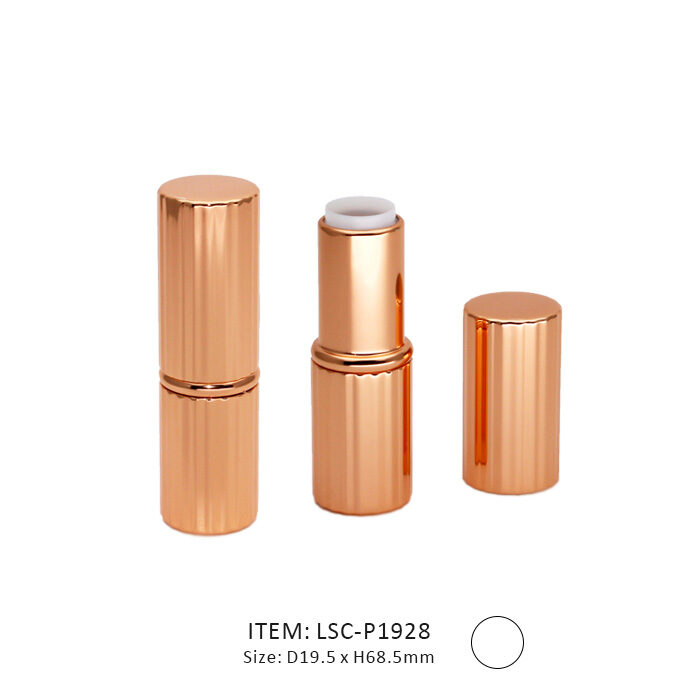 Two rose gold ribbed lipstick tubes