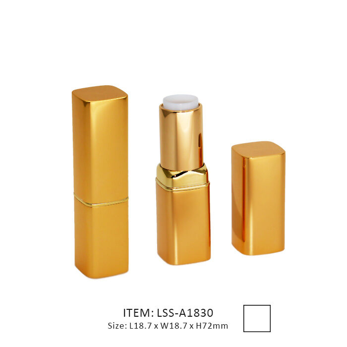 Two golden lipstick tubes packaging