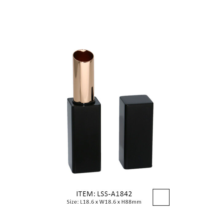 Black Square Magnetic Lipstick Tube with a straight square cap