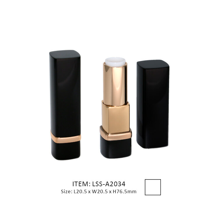 Black empty Aluminum Lipstick Tube with bronze base
