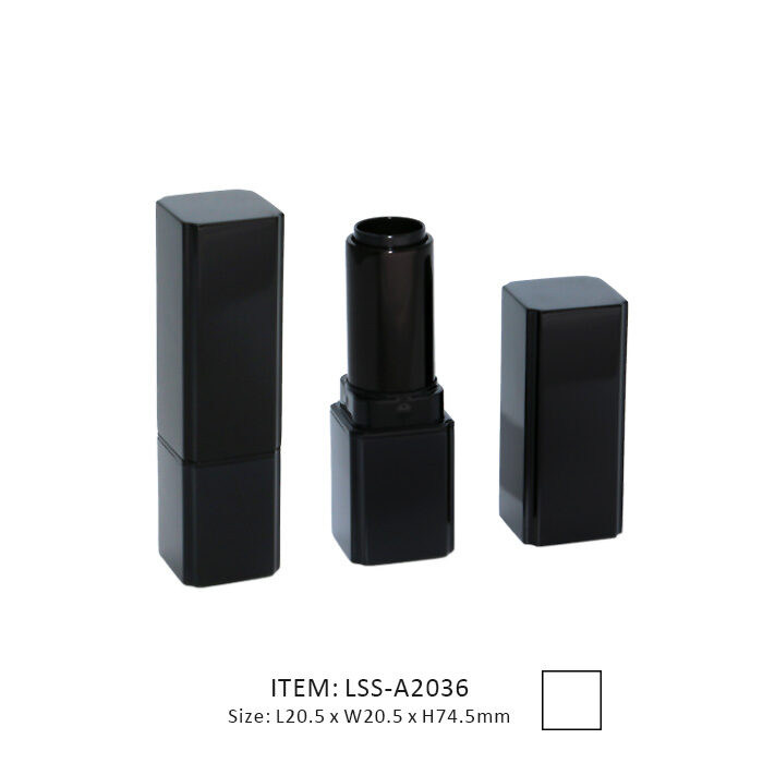 Pure Black Square Aluminum Lipstick Tubes in a common size