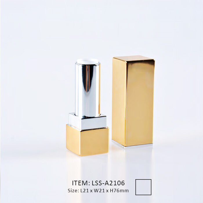 golden empty aluminum lip stick tube