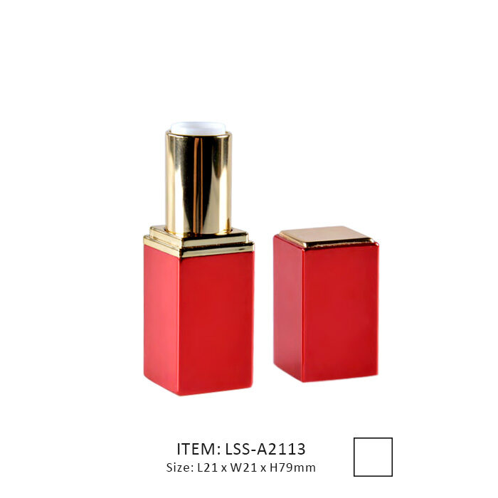 red square luxury lipstick tubes with golden shoulder