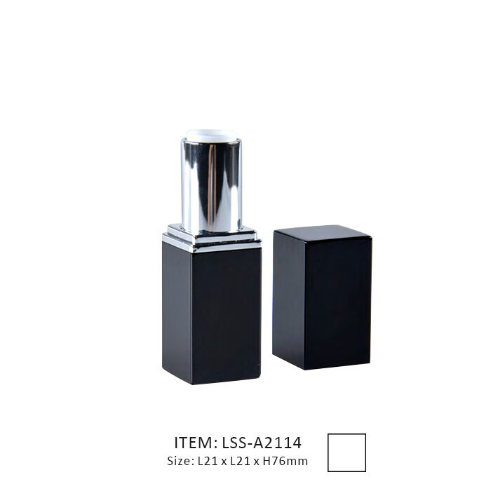 Black square lipstick case with a silver shoulder