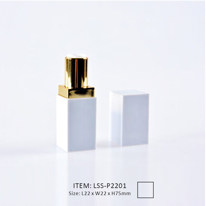 white square lipstick container wholesale with a gold shoulder