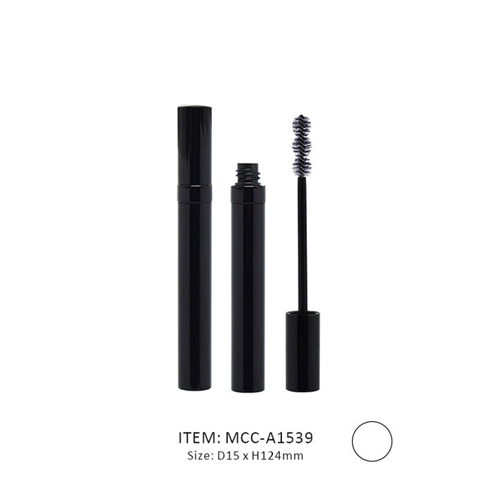 Straight Slim Circular Mascara Tube installed with a Unique Brush