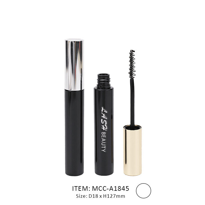 Stright Circular Aluminum Mascara Tube including an Unique Brush