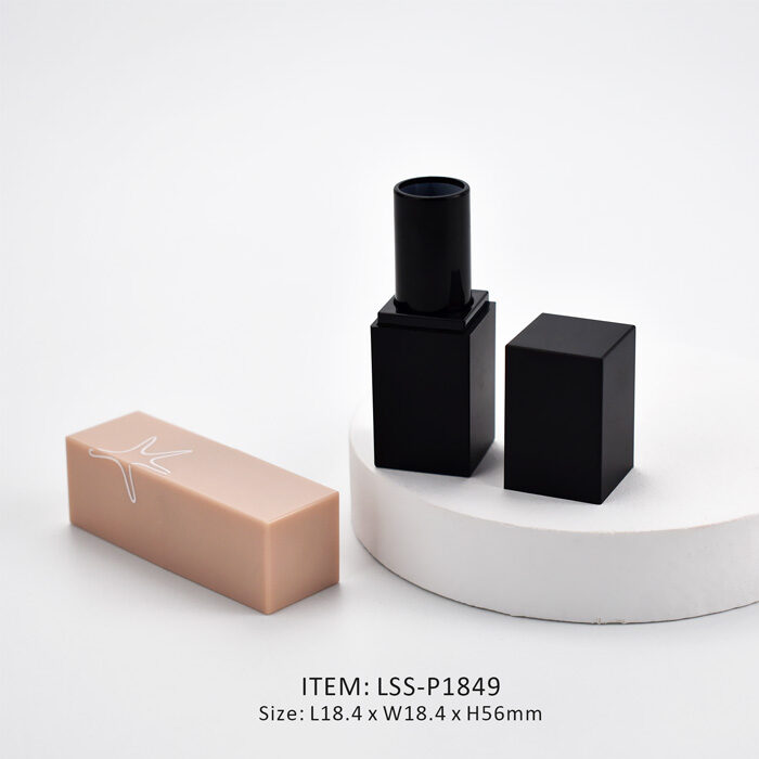 Black and fleshcolor plastic lipstick tube made in a mini size