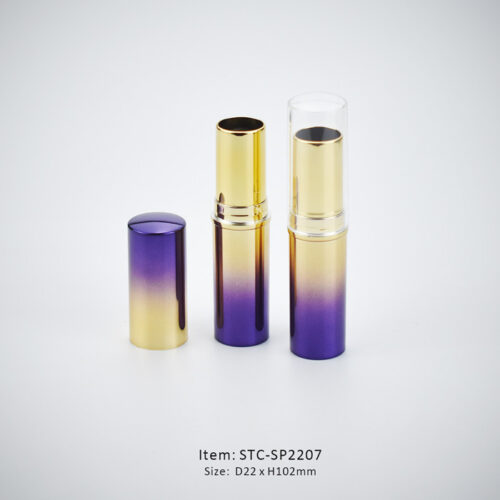 purple golden gradient foundation stick with cap on the side