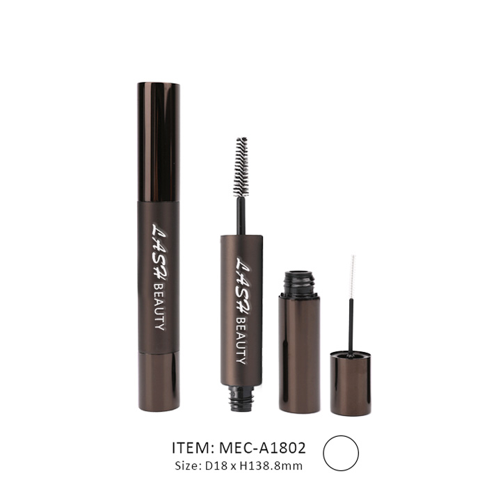 brown color double-ended eyeliner mascara tube with a brush and applicator