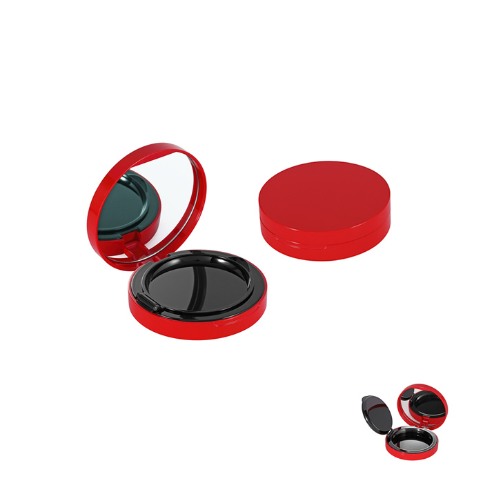 classic circular red compact case with mirror