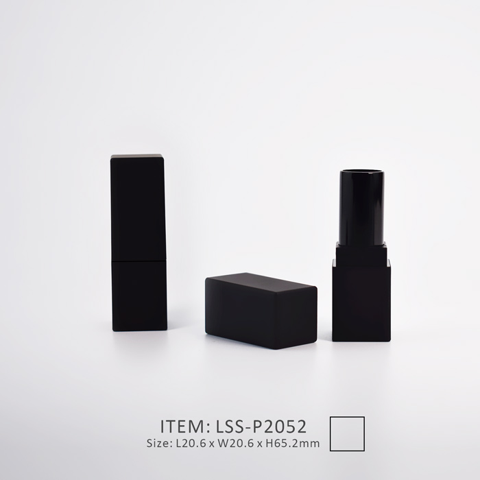 stylish black lipstick tube in square shape with cap