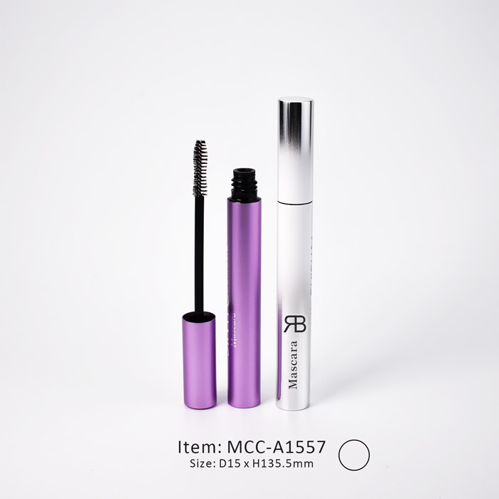 empty straight slim mascara tube in purple or white