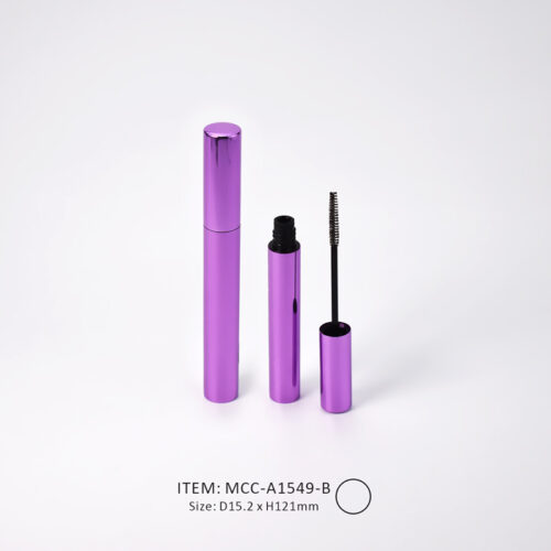 oxidized aluminum plastic mascara tube with purple glazed surface