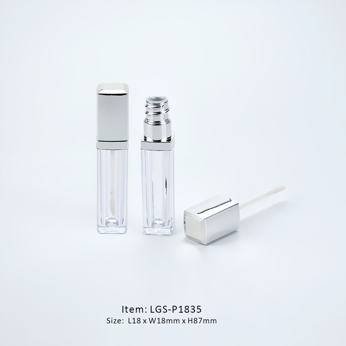 empty square lip gloss tube container with collar