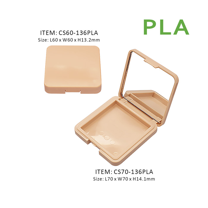 empty square makeup compact with mirror in yellow is made of PLA