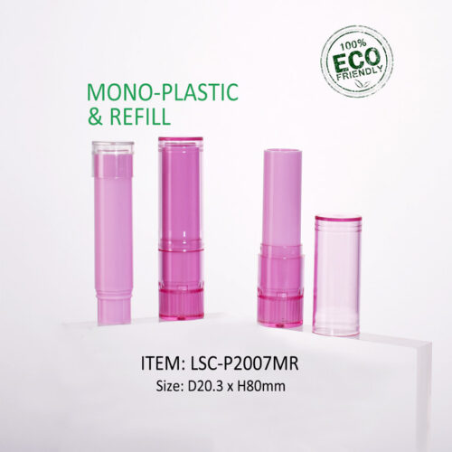 mono-material plastic PET lipstick tubes as sustainable makeup container for wholesale and custom