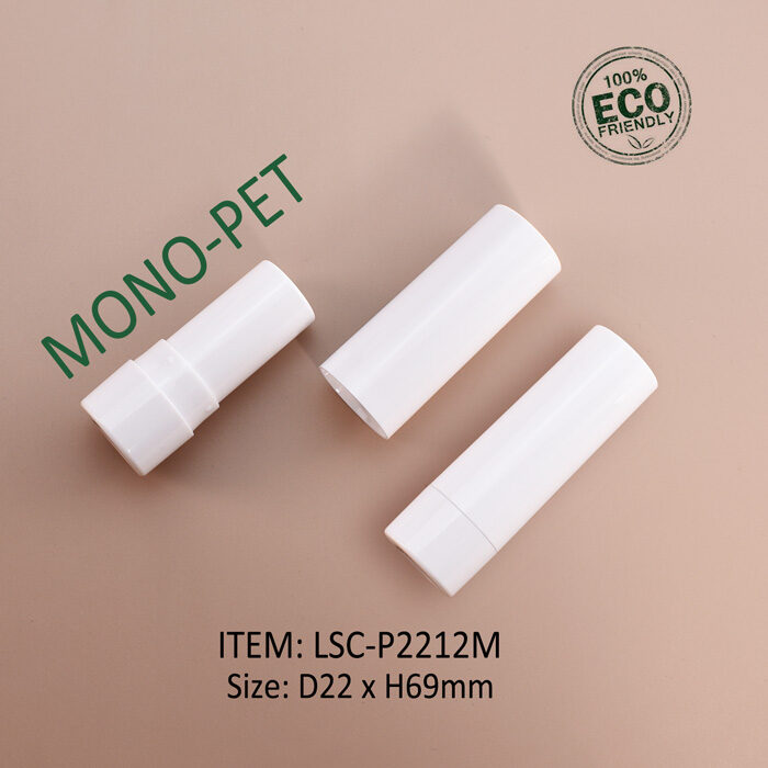 white cylinder round plastic tube for lipstick & lip balm, it's crafted from eco-friendly PET material, customizable and wholesale available