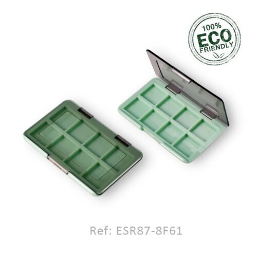Rectangular Empty Eye Shadow Palette 8 Pan, crafted from recyclable & eco-friendly PET plastic, wholesale & custom order available
