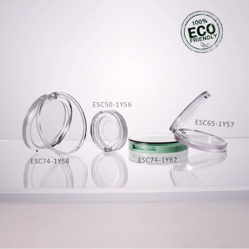 empty plastic PET makeup compact round eco-friendly and sustainable for wholesale and custom design
