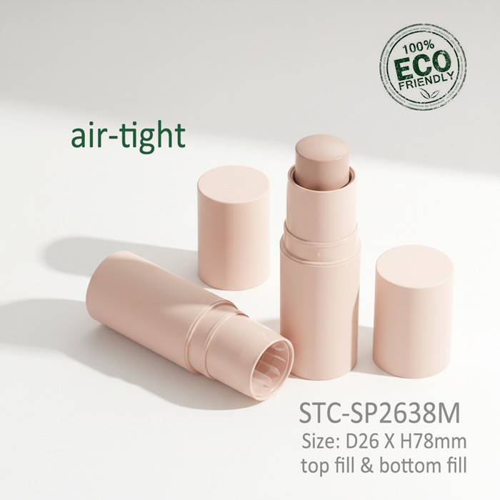 light pink blush stick packaging tube with air-tight and twist-up design, wholesale & custom order available