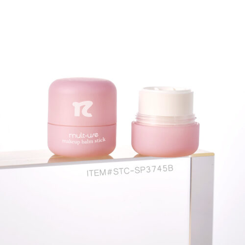 10g round twist-up makeup stick tube in pink PETG packaging for blush balm, foundation stick, and multi-use beauty products