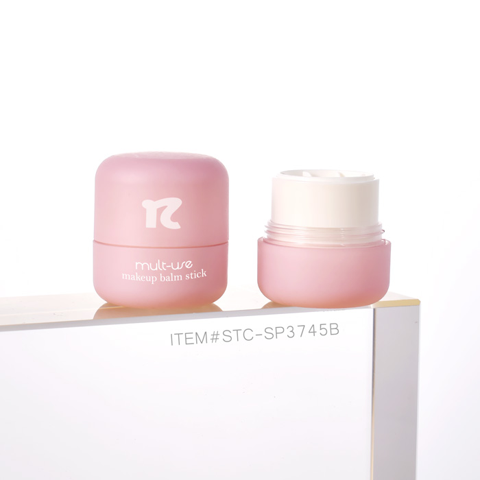 10g round twist-up makeup stick tube in pink PETG packaging for blush balm, foundation stick, and multi-use beauty products